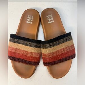 Billabong Women's Striped Slide Sandals - Red, Black, Tan